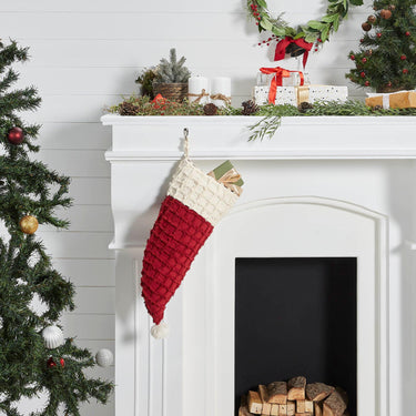 Chenille Christmas Santa Hat Stocking 9.5x20 VHC Brands - The Fox Decor